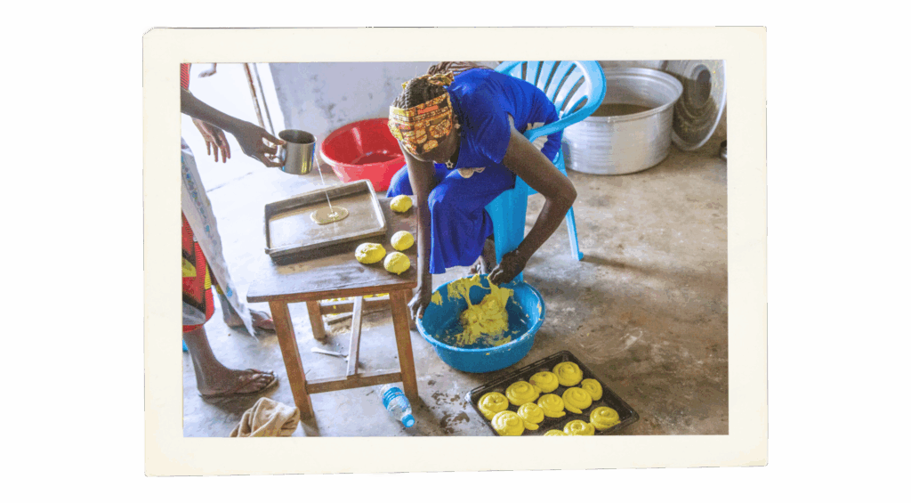 Women baking at Mission ONE bakery project in South Sudan